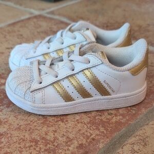 Adidas Kids Superstar Sneakers - White and Gold